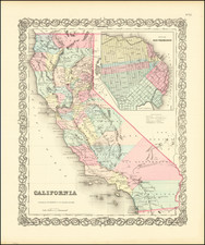 California and San Francisco & Bay Area Map By Joseph Hutchins Colton