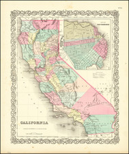 California and San Francisco & Bay Area Map By Joseph Hutchins Colton