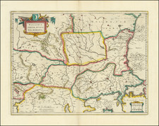Romania, Serbia & Montenegro and Bulgaria Map By Willem Janszoon Blaeu