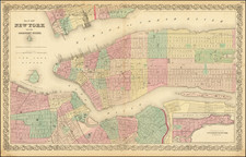 New York City Map By Joseph Hutchins Colton