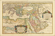 Turkey, Mediterranean, Middle East, Arabian Peninsula and Turkey & Asia Minor Map By Alexis-Hubert Jaillot