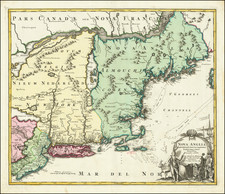 New England, New York State and Mid-Atlantic Map By Johann Baptist Homann