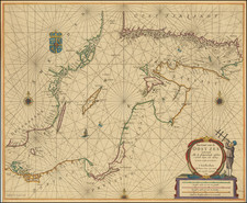 [Heightened in Gold!] Pas-Caart van de Oost Zee Verthoonende Alle de ghelgentheydt tusschen 't Eylandt Rugen ende Wyborg. Op nieuws oversien en verbeetert. . . 1665  By Pieter Goos