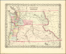 Idaho, Montana, Wyoming, Oregon and Washington Map By Joseph Hutchins Colton