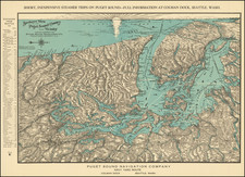 Washington and British Columbia Map By Puget Sound Navigation Company