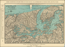 Washington and British Columbia Map By Puget Sound Navigation Company