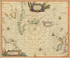 Polar Maps, Atlantic Ocean, British Isles, Iceland and Canada Map By Pieter Goos