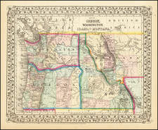 Idaho, Montana, Oregon and Washington Map By Samuel Augustus Mitchell Jr.