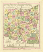 A New Map of Ohio with its Canals, Roads & Distances by H.S. Tanner By Henry Schenk Tanner