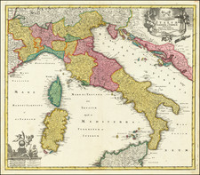 Italy Map By Matthaus Seutter