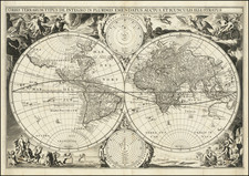 [Tasman Discoveries]. Orbis Terrarum Typus De Integro In Plurimis Emendatus Auctus, Et Icunculis Illustratus By Cornelis II Danckerts