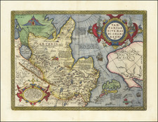 Pacific Northwest, Alaska, China, Japan, Central Asia & Caucasus, Russia in Asia and California Map By Abraham Ortelius