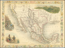 Texas, Southwest, Rocky Mountains, Mexico and California Map By John Tallis