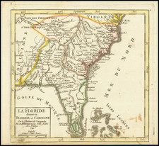 Florida, South, Southeast and Georgia Map By Gilles Robert de Vaugondy