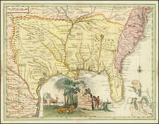 Florida, South, Southeast and Texas Map By Giambattista Albrizzi