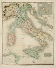 Europe, Italy, Mediterranean and Balearic Islands Map By John Thomson