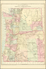 Oregon and Washington Map By Samuel Augustus Mitchell Jr.