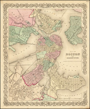 Map of Boston And Adjacent Cities By Joseph Hutchins Colton