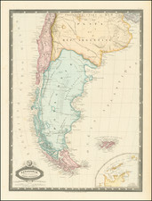 Polar Maps, Argentina and Chile Map By F.A. Garnier