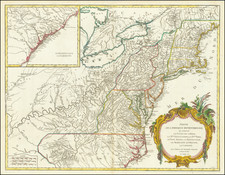 New York State, Mid-Atlantic, Kentucky, Tennessee, Southeast, Virginia, North Carolina and Ohio Map By Didier Robert de Vaugondy