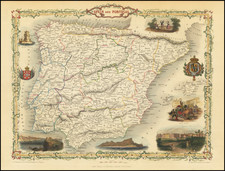 Spain and Portugal Map By John Tallis