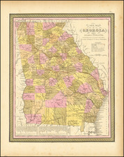 A New Map Of Georgia with its Roads & Distances . . .   By Samuel Augustus Mitchell