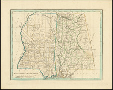 Alabama and Mississippi Map By Thomas Gamaliel Bradford