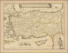 Turkey, Cyprus and Turkey & Asia Minor Map By Pierre Mariette