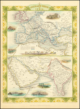 Europe, India, Central Asia & Caucasus, Middle East and Arabian Peninsula Map By John Tallis