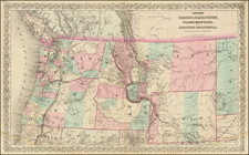 Rocky Mountains, Idaho, Montana, Wyoming, Pacific Northwest, Oregon and Washington Map By G.W.  & C.B. Colton