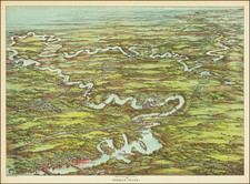 Charles River. [Canoe Map of Charles River  Bird's-Eye View Showing Carries, Dams, etc.]