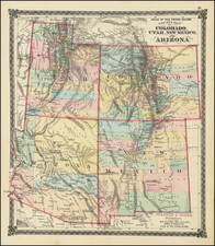 County Map of Colorado, Utah, New Mexico And Arizona