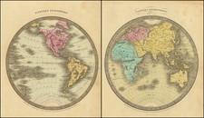 World, Eastern Hemisphere and Western Hemisphere Map By David Hugh Burr