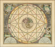 Northern Hemisphere, Polar Maps, North America, California and Celestial Maps Map By Andreas Cellarius