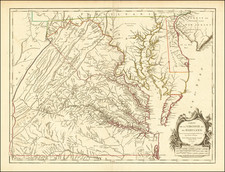 Mid-Atlantic, Maryland, Southeast and Virginia Map By Gilles Robert de Vaugondy