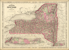 New York State Map By Alvin Jewett Johnson