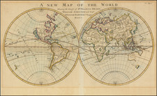 A New Map Of The World Shewing the Course of Sr. Francis Drake, Whilliam Schouten and Capt. William Dampiers Voyages Round it.