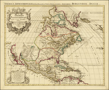 Florida and North America Map By Reiner & Joshua Ottens / Alexis-Hubert Jaillot