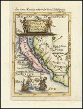 Baja California, California and California as an Island Map By Alain Manesson Mallet