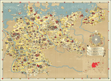 Pictorial Maps, World War II and Germany Map By Riemer