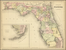 County Map of Florida By Samuel Augustus Mitchell Jr. / William Bradley