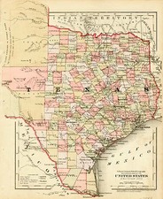 Texas Map By G.W.  & C.B. Colton