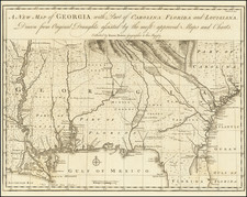 South, Louisiana, Mississippi, Southeast and Georgia Map By Emanuel Bowen