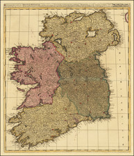 (Ireland) Regnum Hiberniae, divisum in Provincias Ultoniam, Connachiam, Lageniam, et Momoniaem, qua vicissim dividuntur in Comitatus Colraniam, Tyronam, Letrimam, Galdiam, Rosecomum, Dublinum, Kilkenniam, Wexfurtum, Lemricum et Corcam  By Gerard & Leonard Valk