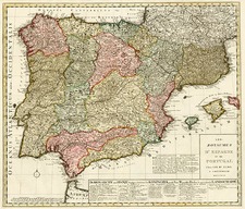 Europe, Spain and Portugal Map By Jan Barend Elwe