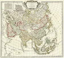Asia and Asia Map By Gilles Robert de Vaugondy