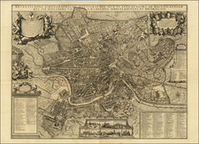 Recentis Romae Ichnographia et Hypsographia Sive Planta et Facies Ad Magnificentiam qua sub Alexandrio VII P.M. Urbs Ipsa Directa Exculta et Decorata est By Johannes Covens  &  Cornelis Mortier