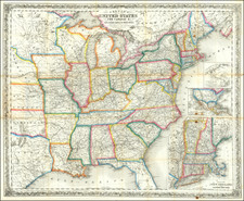 Colton's Map of the United States The Canadas &c. Showing the Railroads, Canals, & Stage Roads With Distances From Place to Place…1856 [Pocket Map] By Joseph Hutchins Colton