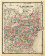 New York State, New Jersey, Pennsylvania, Maryland, Delaware, West Virginia, Virginia and Ohio Map By H.H. Lloyd / Warner & Beers