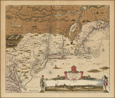 New England, Maine, New York City, New York State, Mid-Atlantic, New Jersey, Pennsylvania, Virginia and Eastern Canada Map By Nicolaes Visscher I